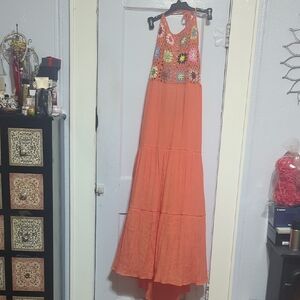 Orange Floral Maxi Dress